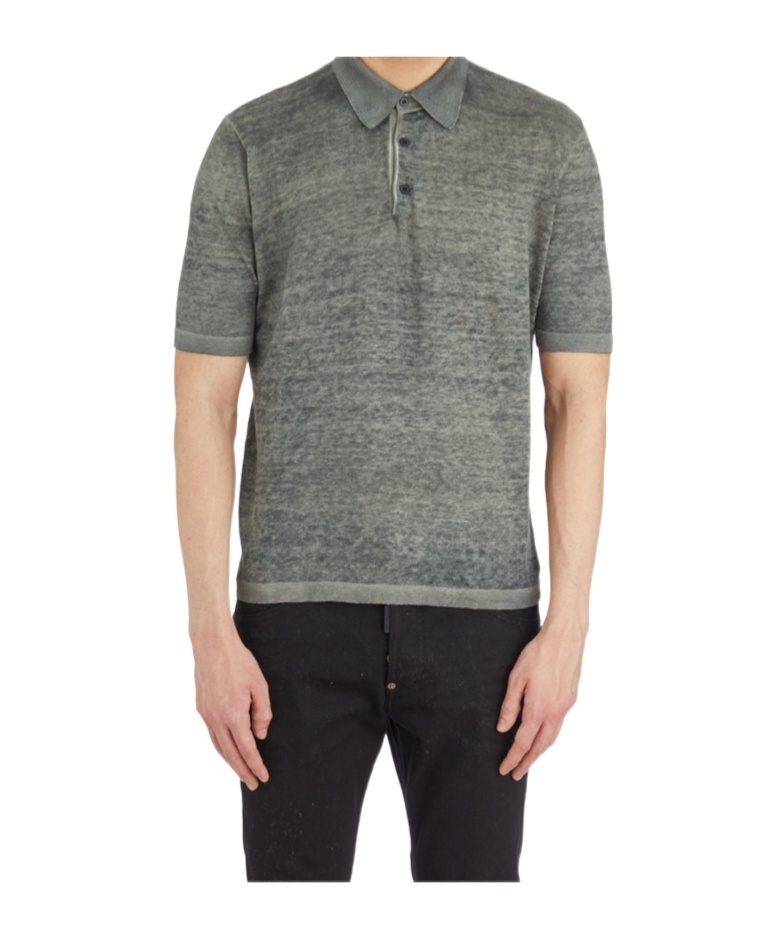 Avant Toi Short-sleeved Knitted Polo Shirt In Gray