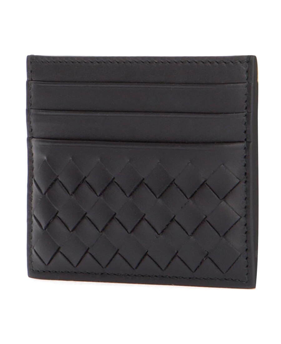 Shop Bottega Veneta Espresso Intrecciato Card Holder In Black