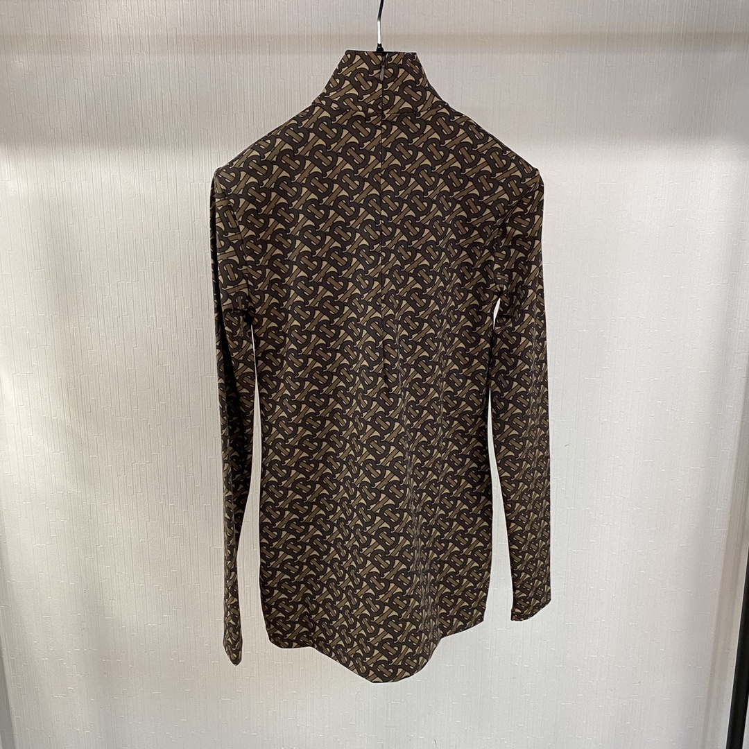 Burberry Tb Monogram Turtleneck Top In Brown
