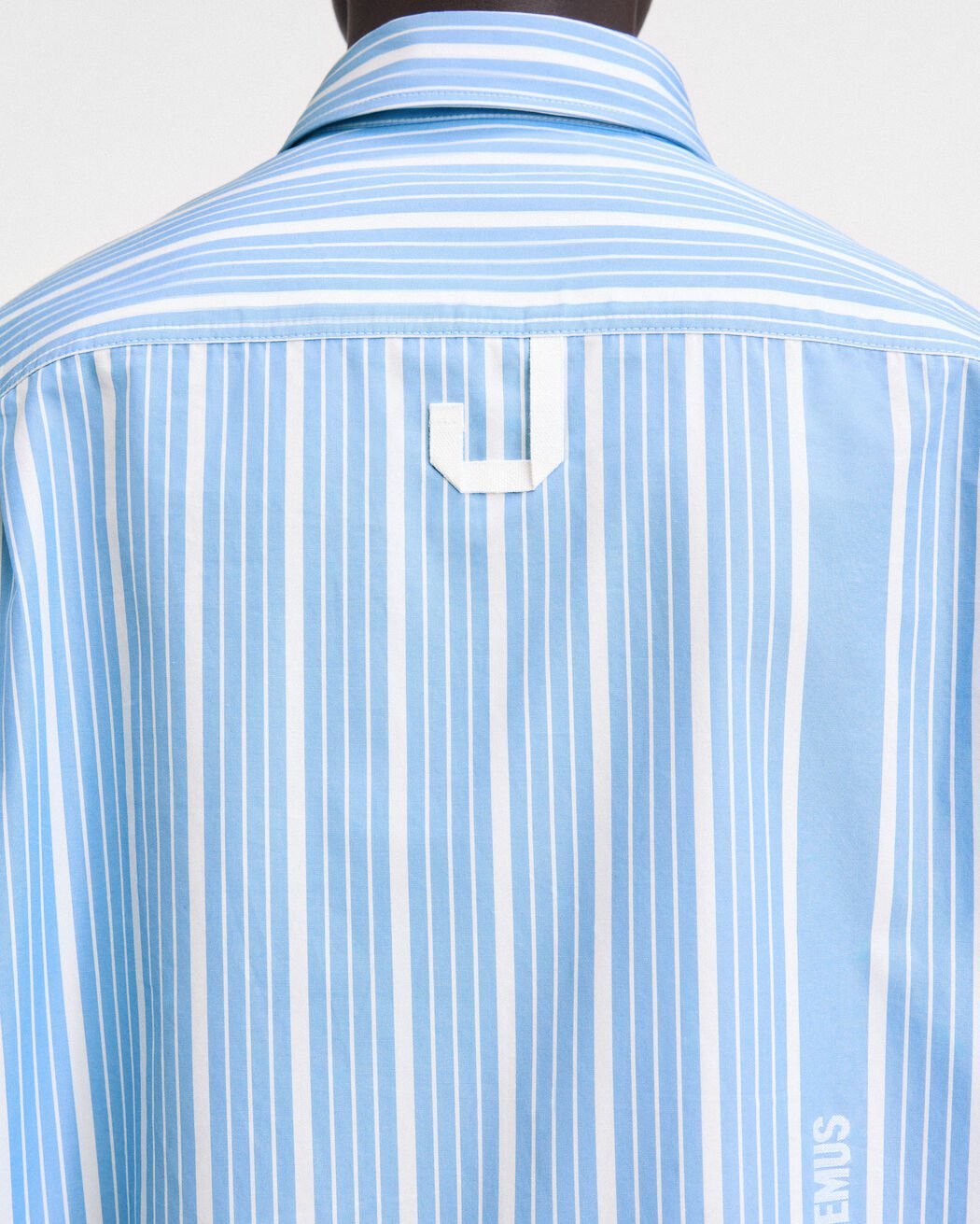 Shop Jacquemus Striped Collared Long-sleeve Shirt In Blue