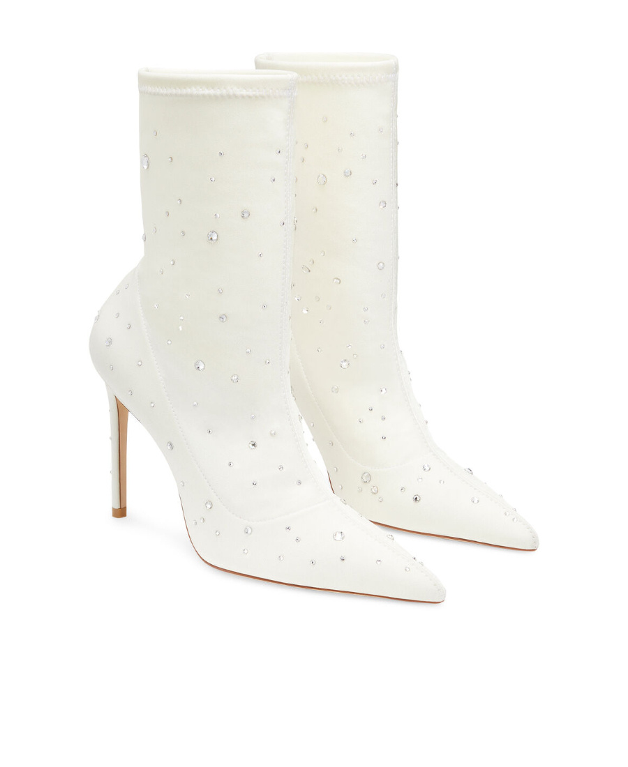 Stuart Weitzman Crystal-embellished 110mm Boots In White