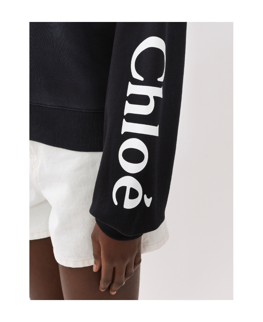 Chloé Logo Dip-dyed Hoodie In Black
