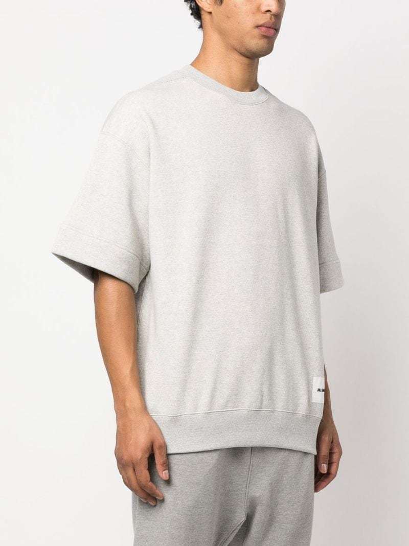Jil Sander Short-sleeve Cotton Sweatshirt In Gray