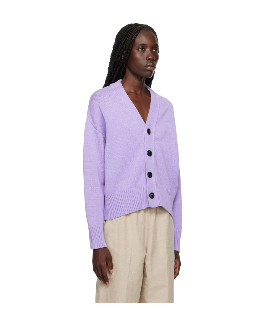 Shop Ami Alexandre Mattiussi Ami De C Ur Knitted Cardigan In Purple
