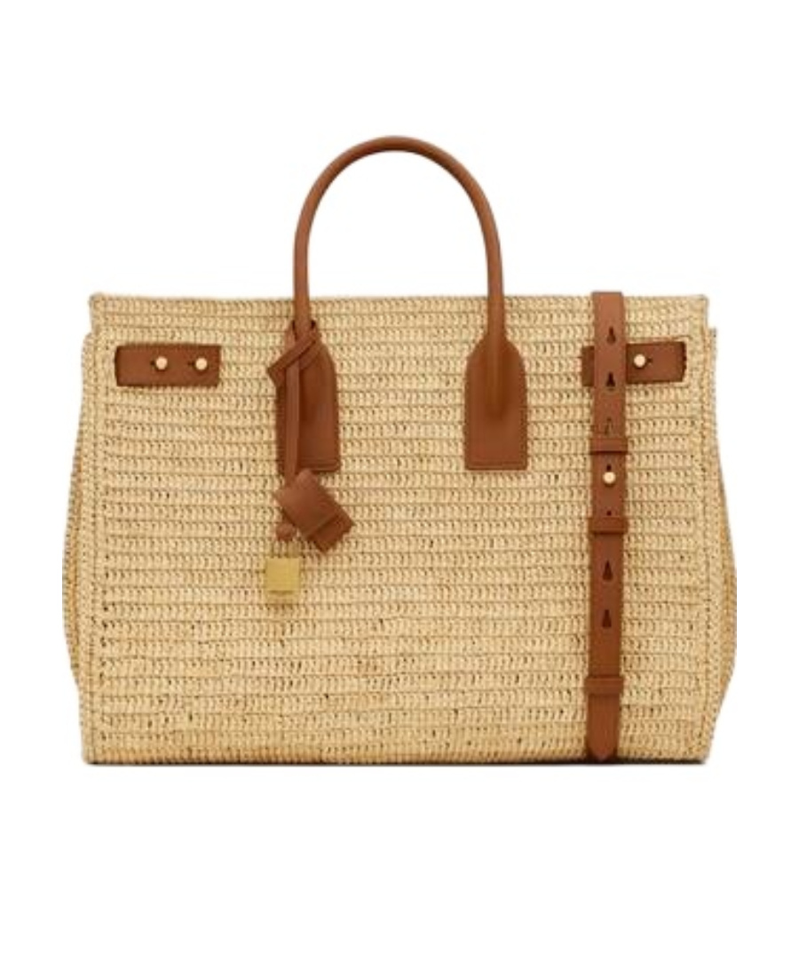 Saint Laurent Raffia Medium Sac De Jour Shopping Bag In Nude