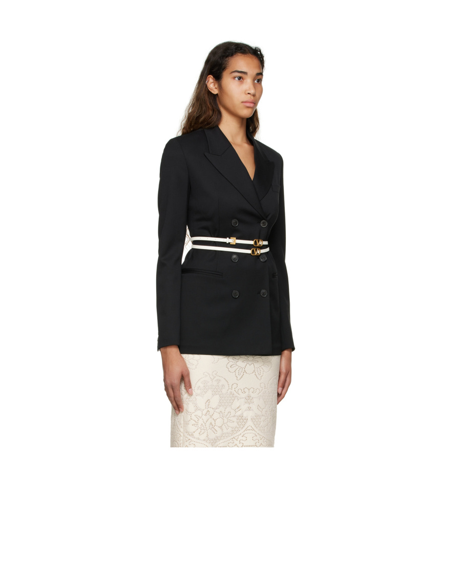 Valentino Buckled Leather Belt In Black