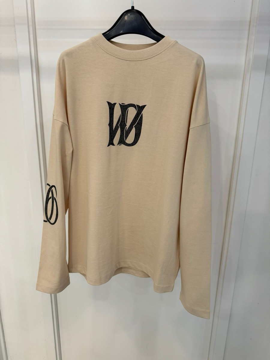 We11 Done Beige Letter Logo Print Long-sleeved T-shirt In White
