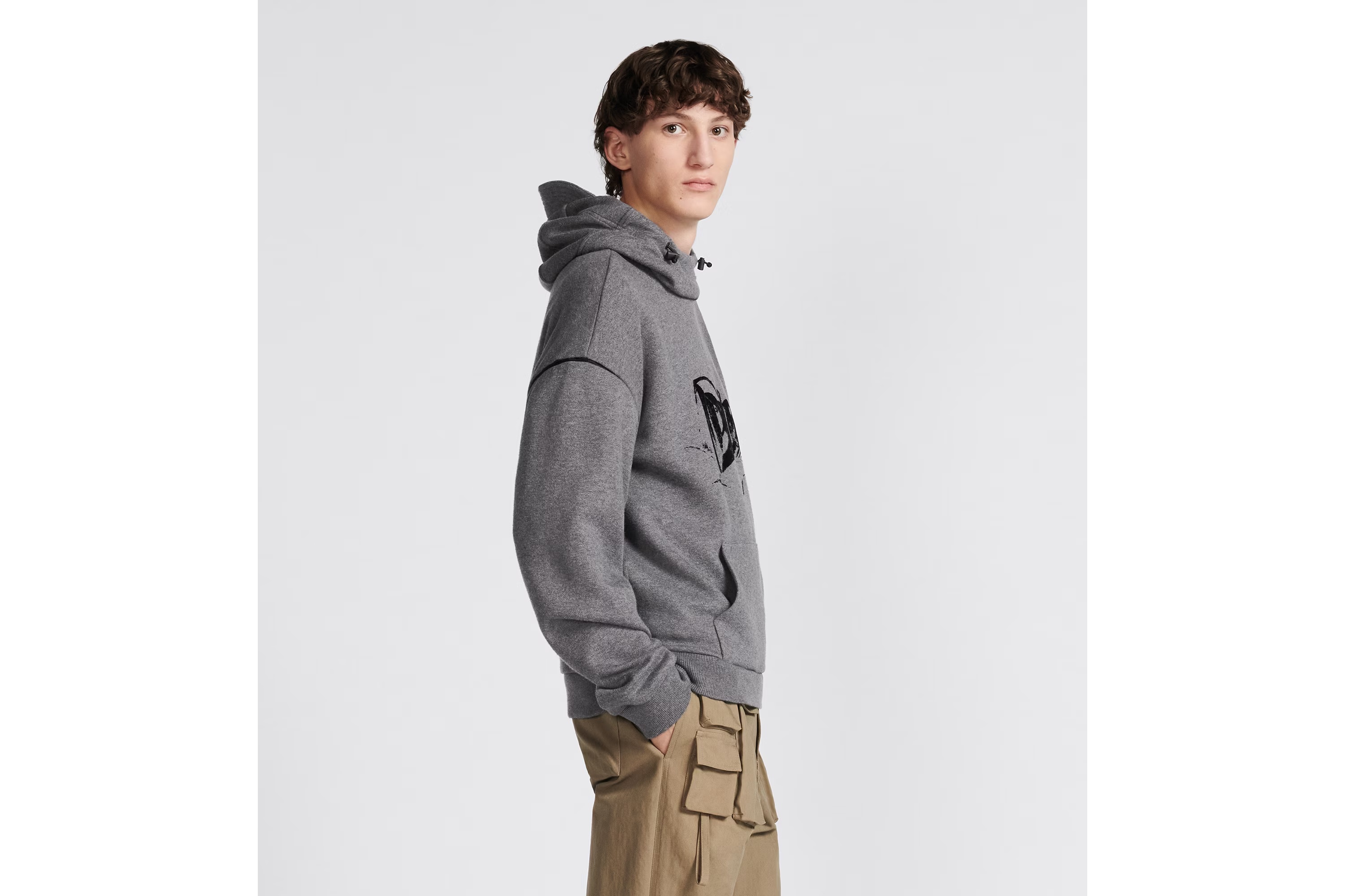 Dior Hooded Hoodie With Large Profile In Gray