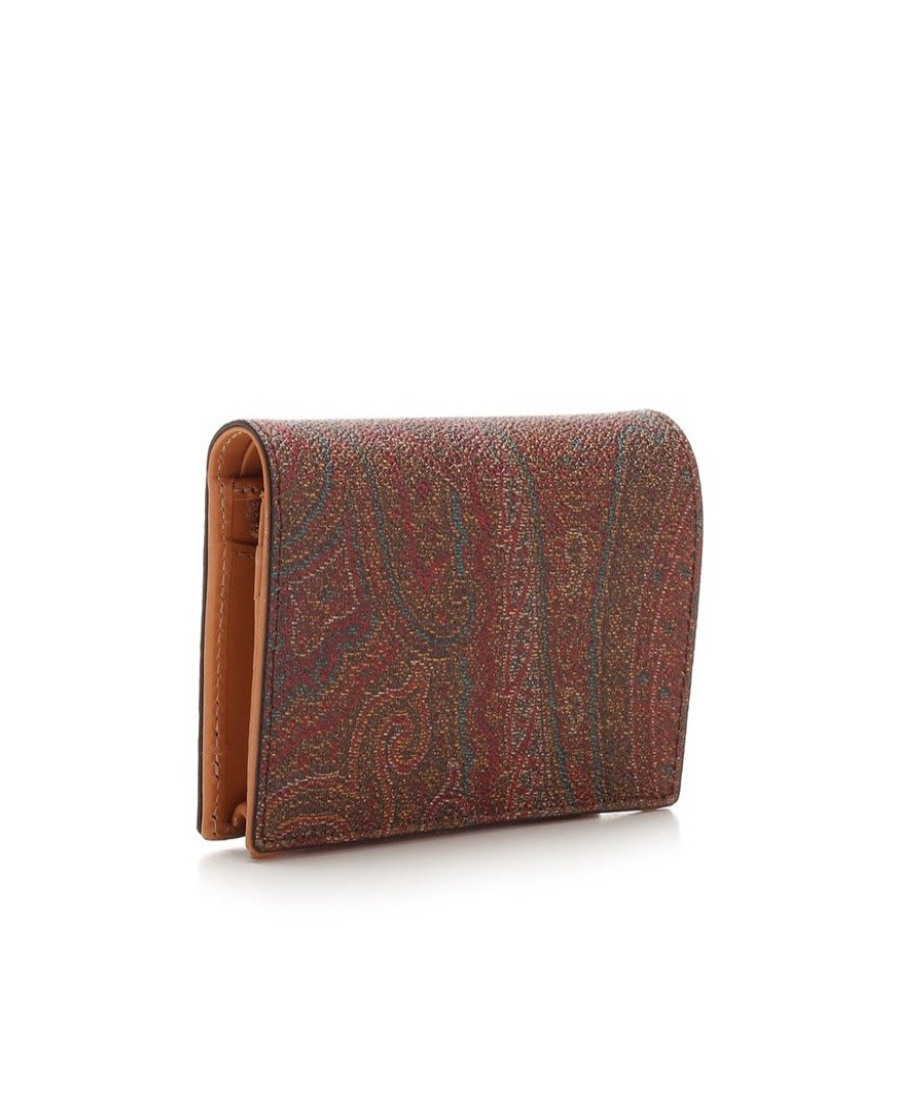 Etro Paisley Printed Double Fold Wallet In Brown