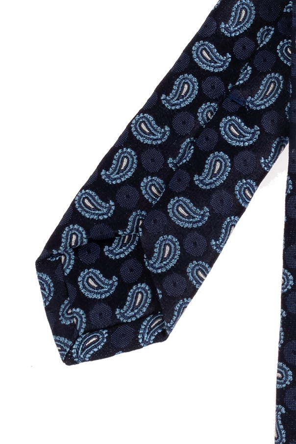 Etro Paisley Print Silk Tie In Black