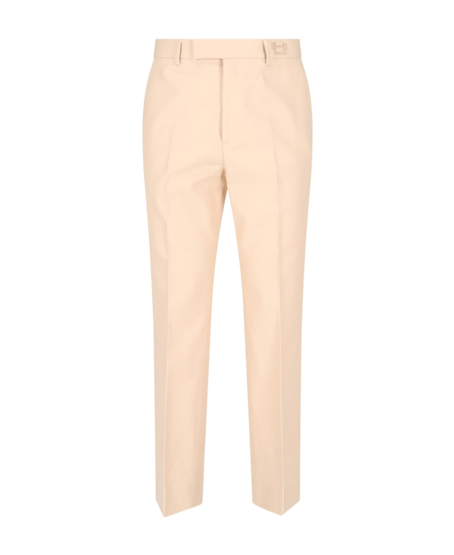GUCCI GUCCI LOGO EMBROIDERED STRAIGHT-LEG TROUSERS