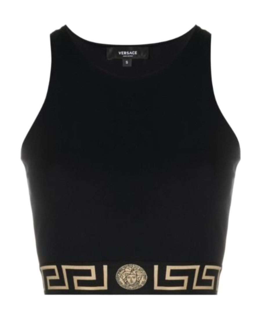 Versace Jersey Top With Topeka Bi-stretch Organic Cotton In Black