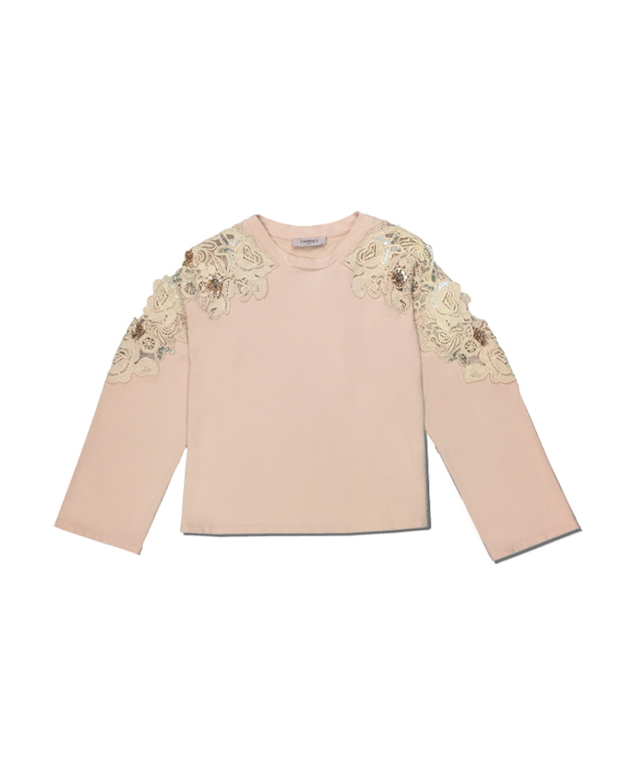 TWINSET LACE DETAIL LONG-SLEEVED T-SHIRT