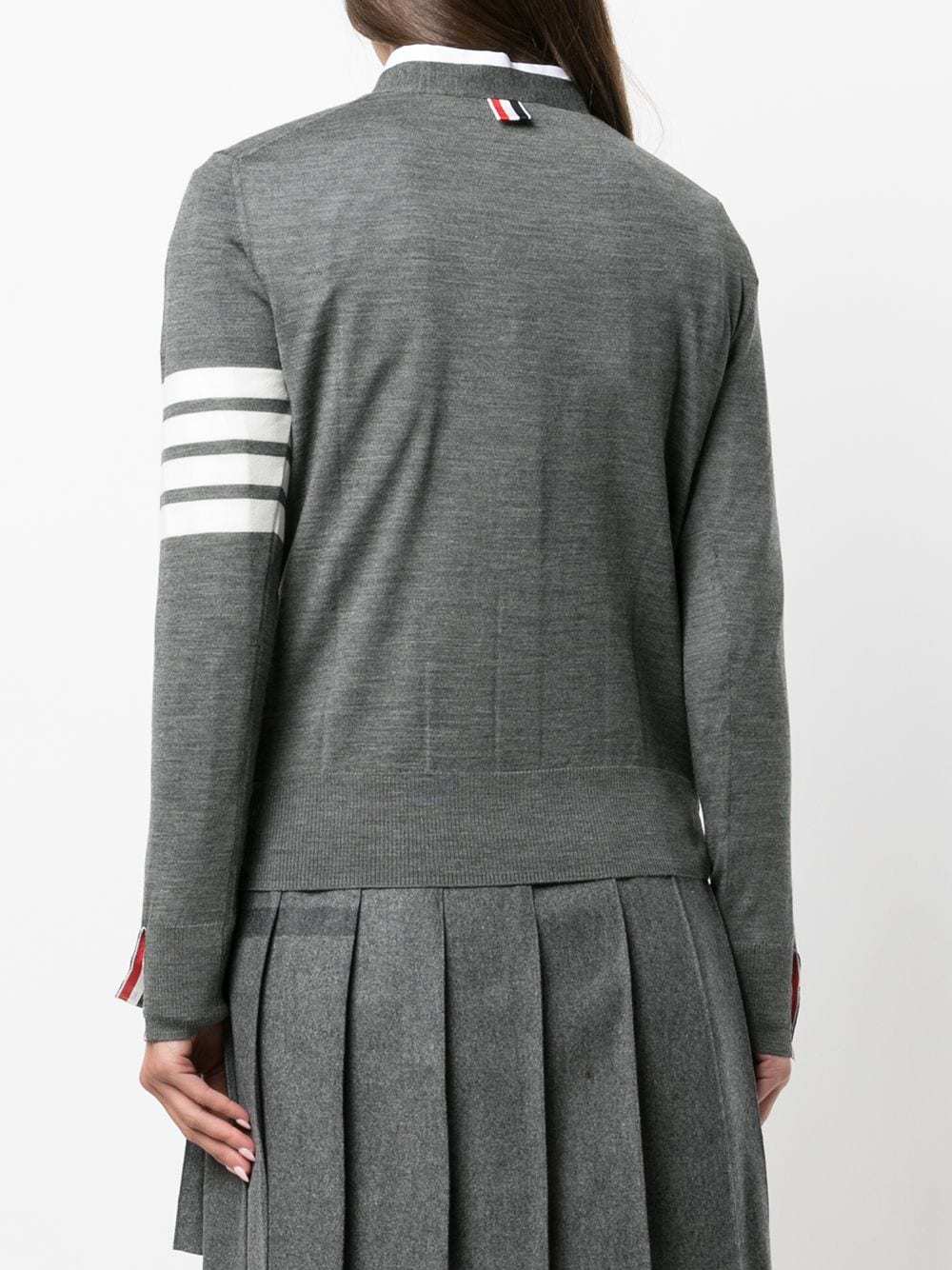 Thom Browne 4-bar Merino Wool Cardigan In Gray