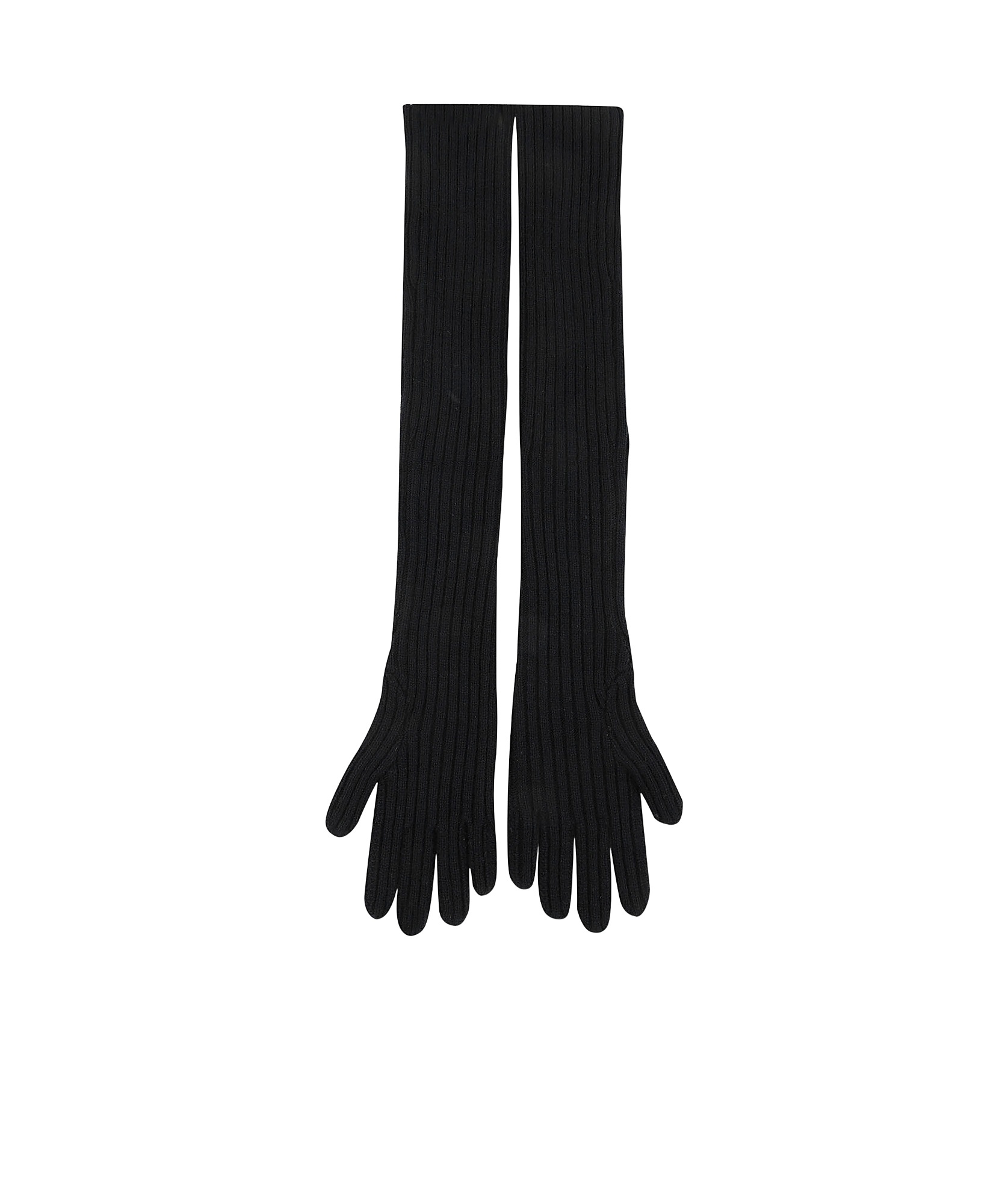 Dries Van Noten Long Knitted Five-finger Gloves In Black