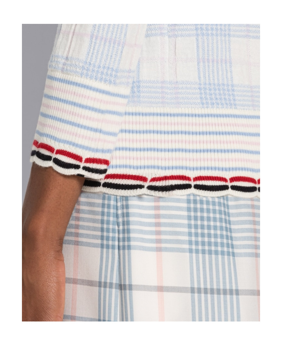Thom Browne Check-pattern Cardigan In White