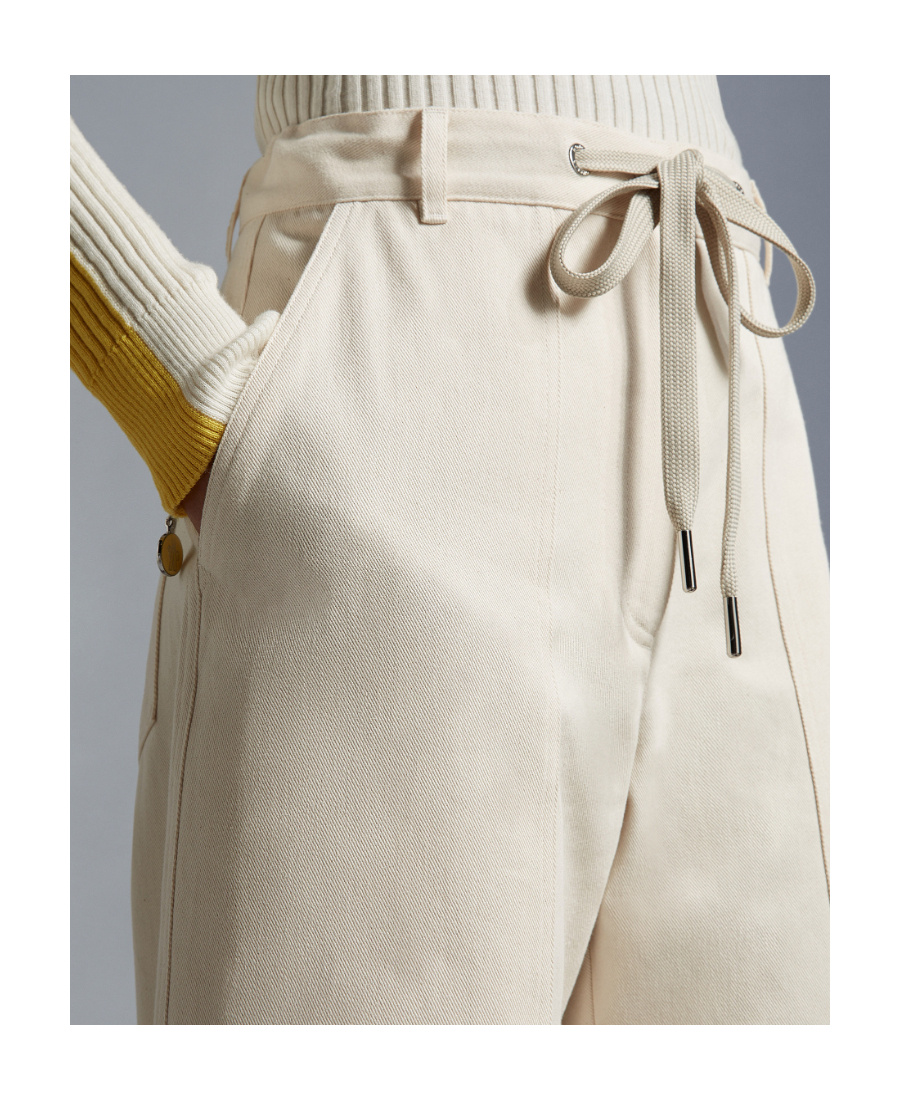Moncler Drawstring Wide-leg Trousers In White