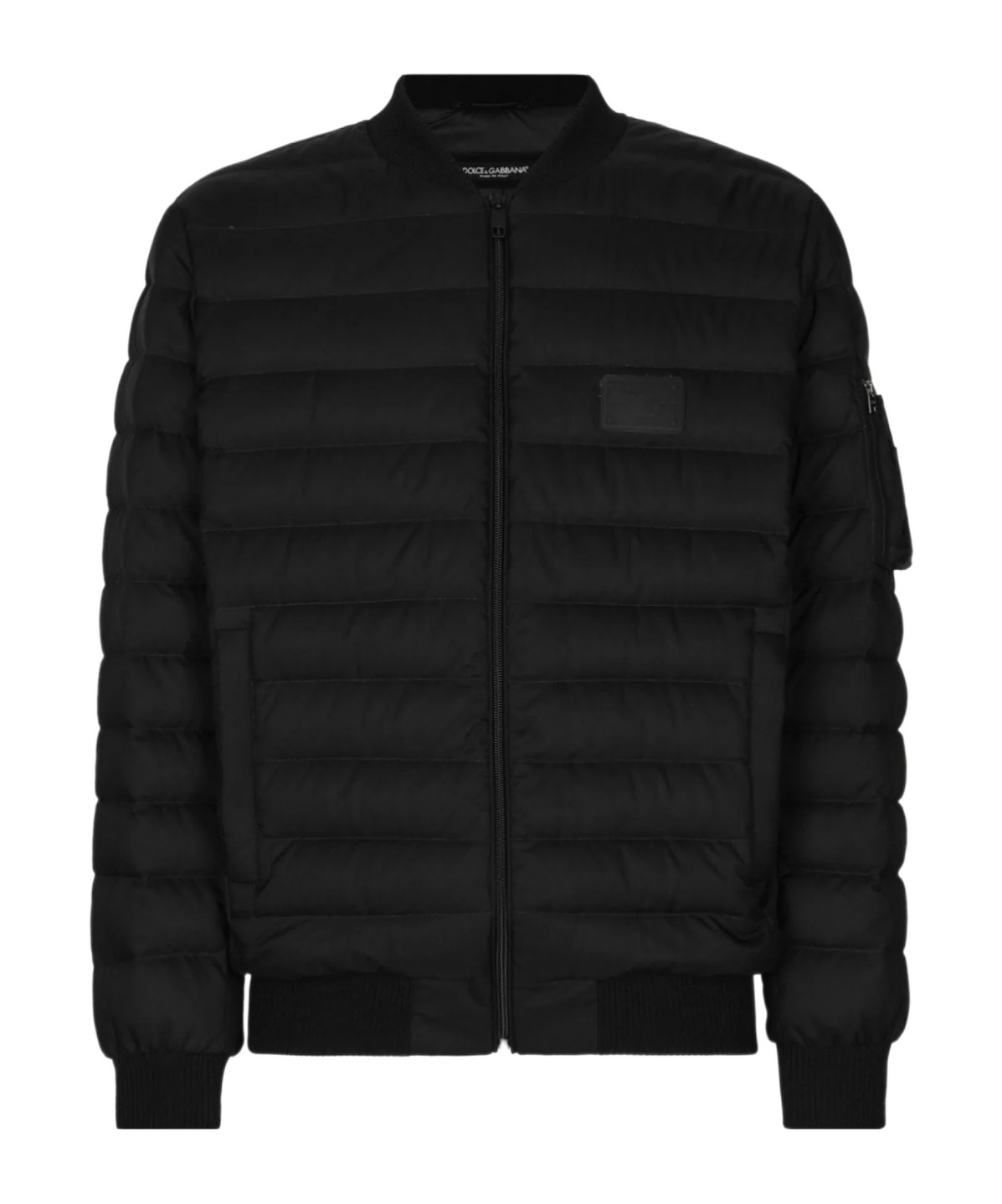 Dolce & Gabbana Padded Band Collar Quilted Jacket In Black