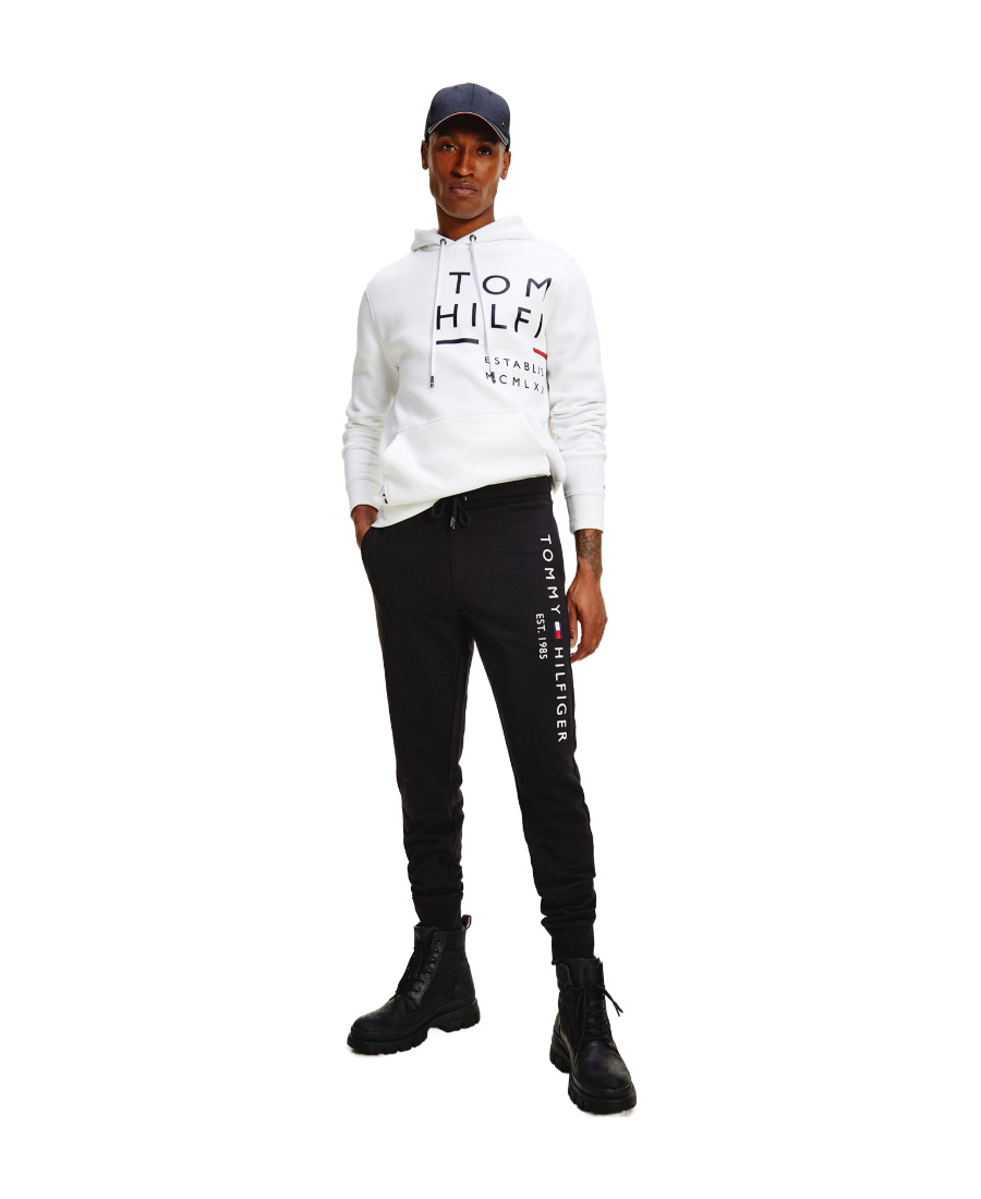 Shop Tommy Hilfiger Logo Print Joggers In Black