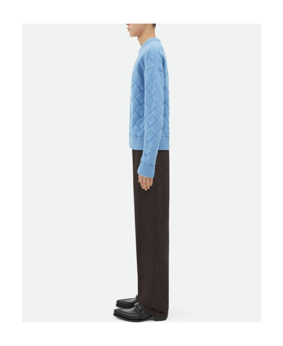 Bottega Veneta Intreccio Pattern Woolen Sweater In Blue