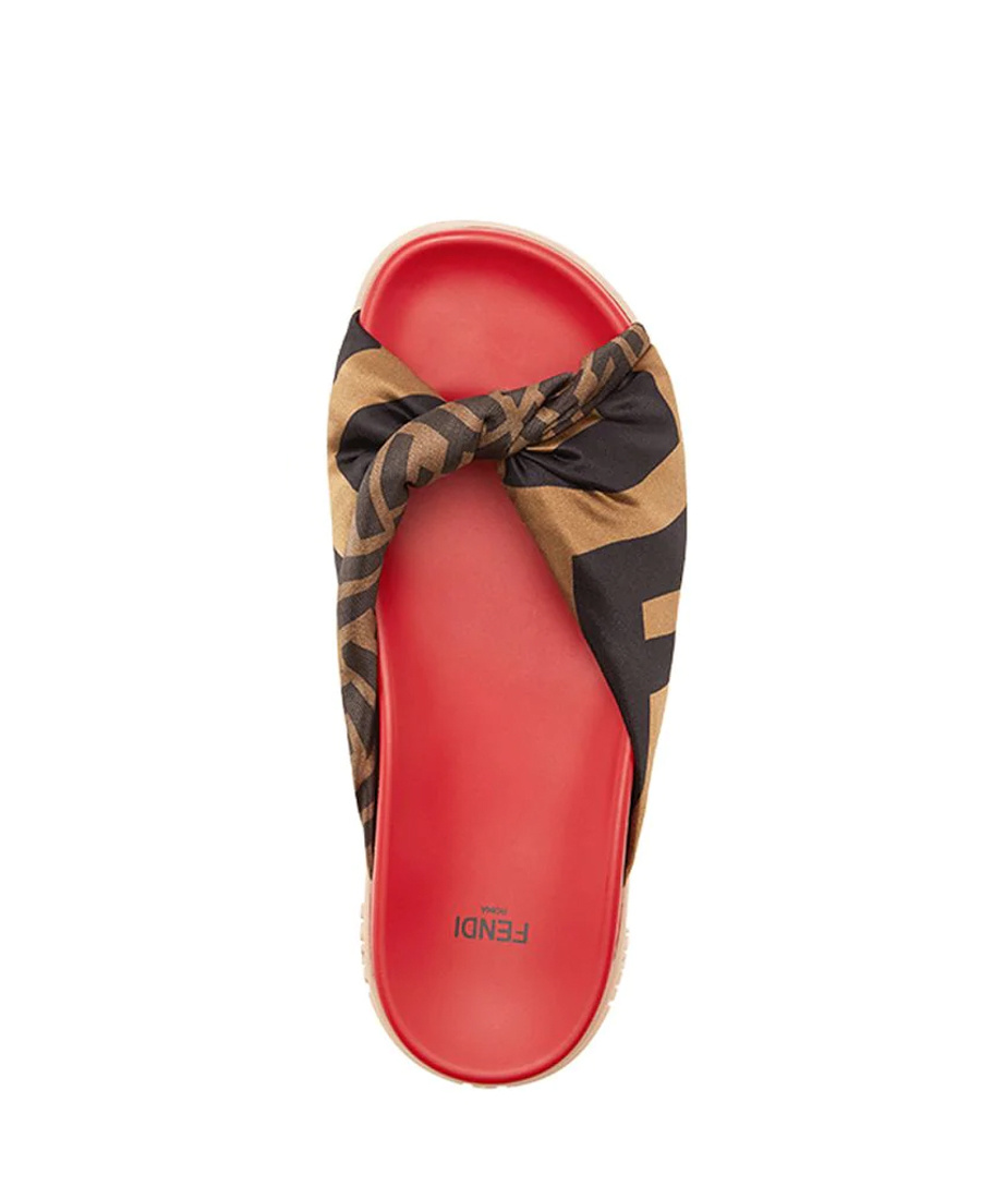 Fendi Silk Cross Slippers In Black