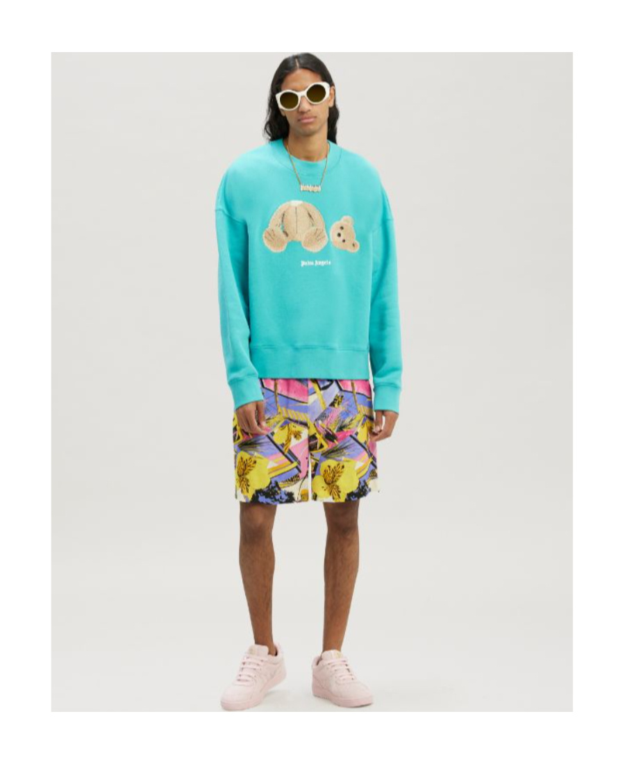 PALM ANGELS BEAR MOTIF CREW NECK SWEATSHIRT