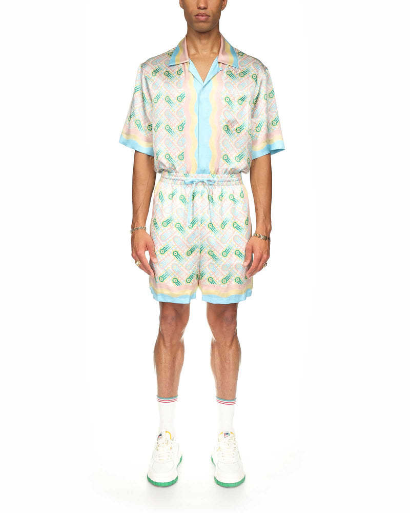 Casablanca Ping Pong Silk Shorts In Multicolor