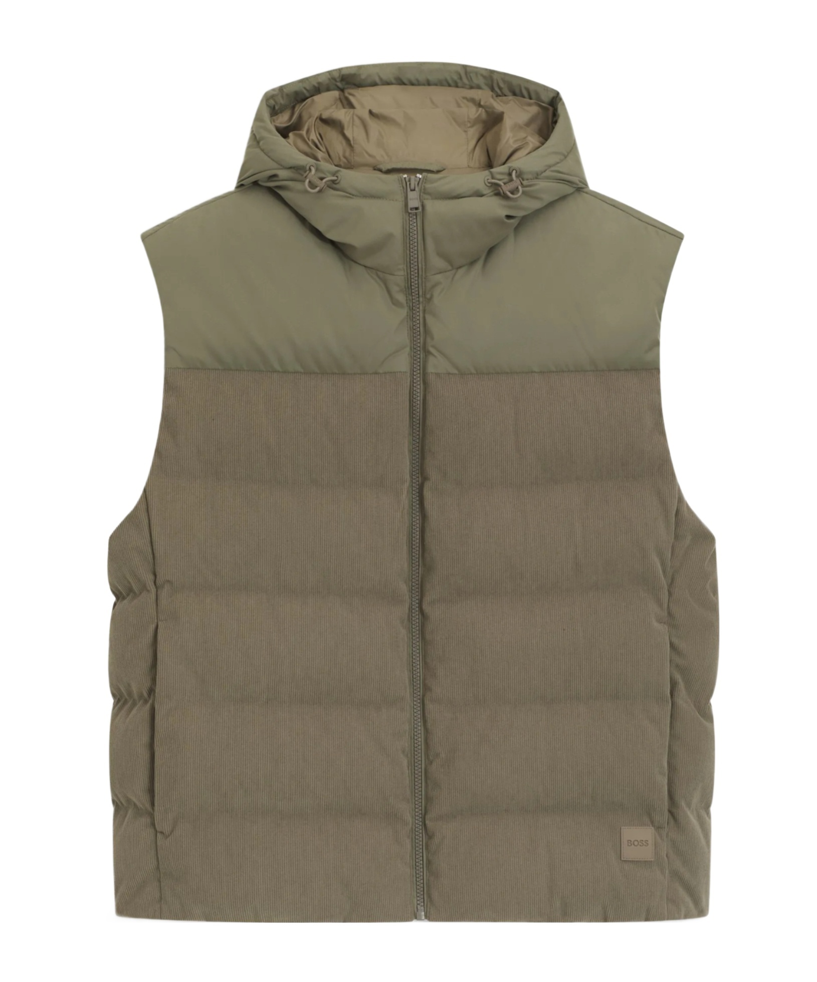 Hugo Boss Hooded Panelled Gilet In Green