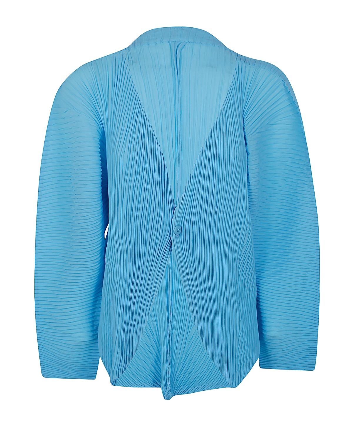 Issey Miyake Leaf Pleats Cardigan In Blue