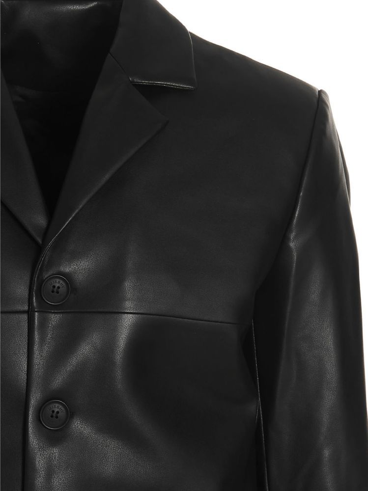 Misbhv Button-front Faux-leather Jacket In Black