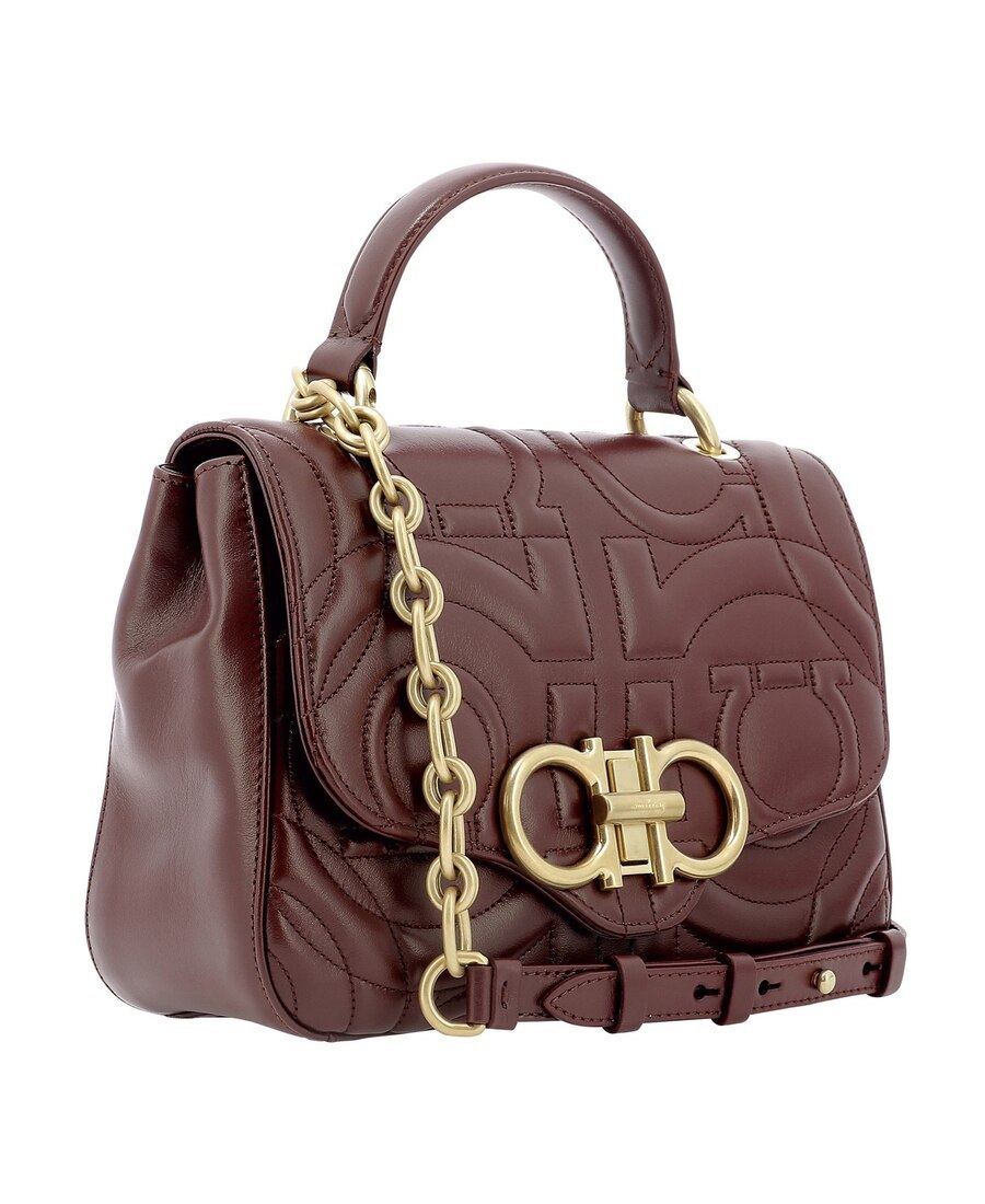 Ferragamo Quilted-effect Gancini Tote Bag In Brown