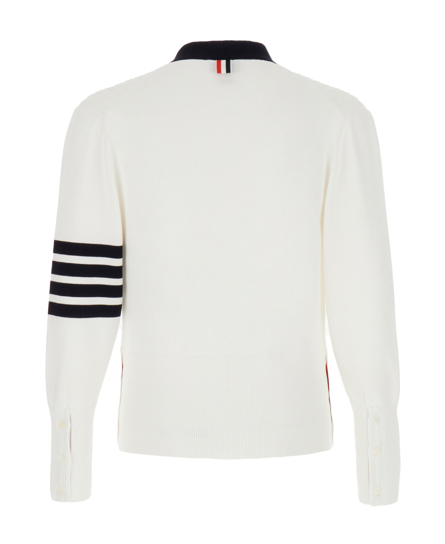 Thom Browne 4-bar Stripe Cotton Cardigan In White