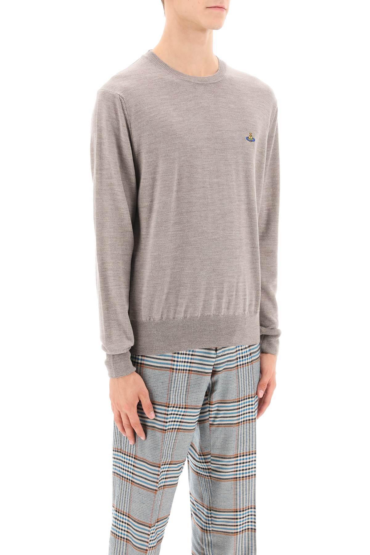 Vivienne Westwood Orb-embroidered Virgin-wool Jumper In Gray