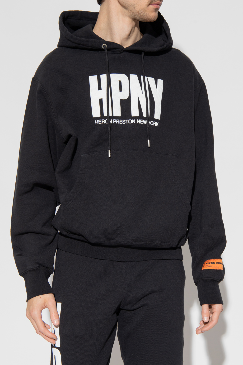 Heron Preston Logo-print Drawstring Hoodie In Black