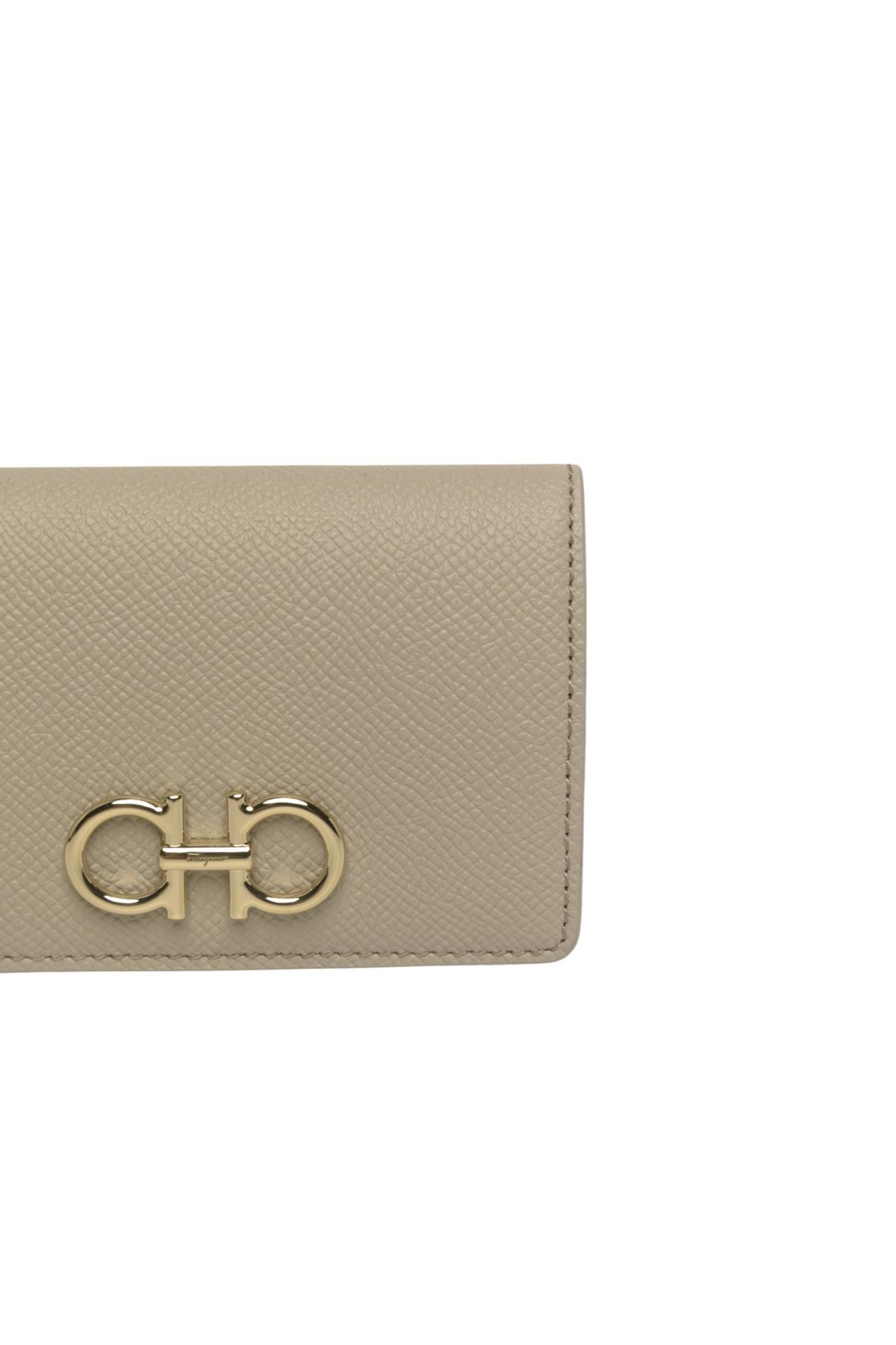 Ferragamo Snap Card Holder In Neutral