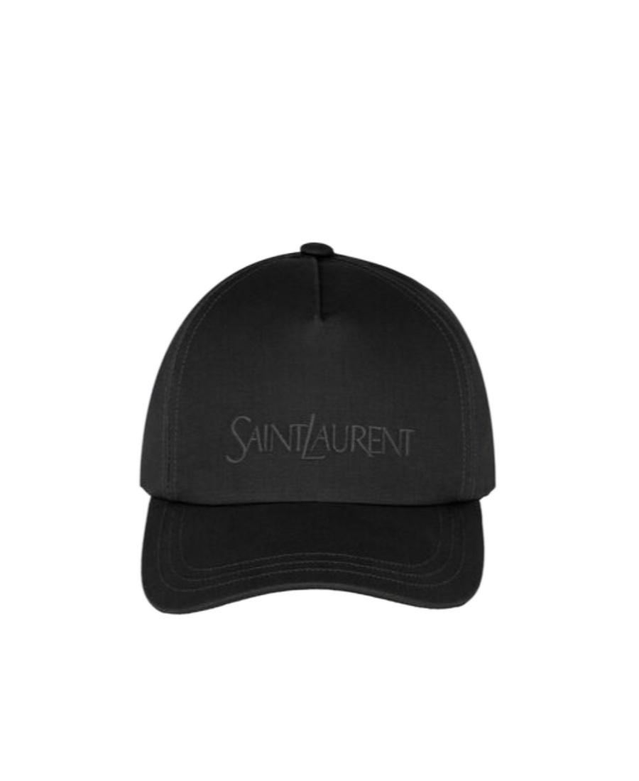 Saint Laurent Cotton And Linen Baseball Cap Men In Black