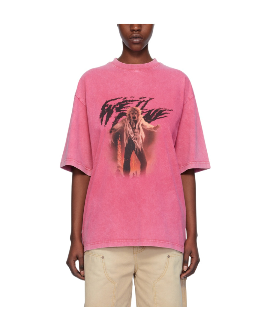 We11 Done Graphic-print Cotton T-shirt In Pink