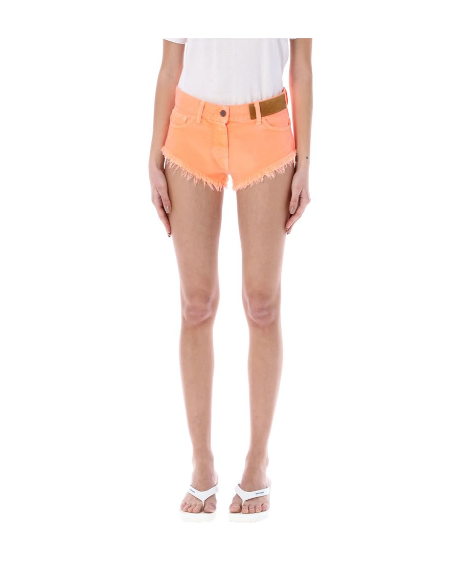 Palm Angels Denim Hot Pants In Nude