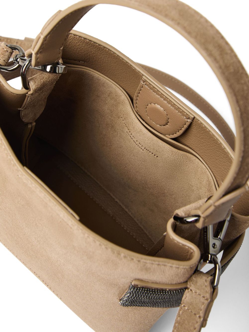 Shop Brunello Cucinelli Sequin-embellished Leather Tote Bag In Nude