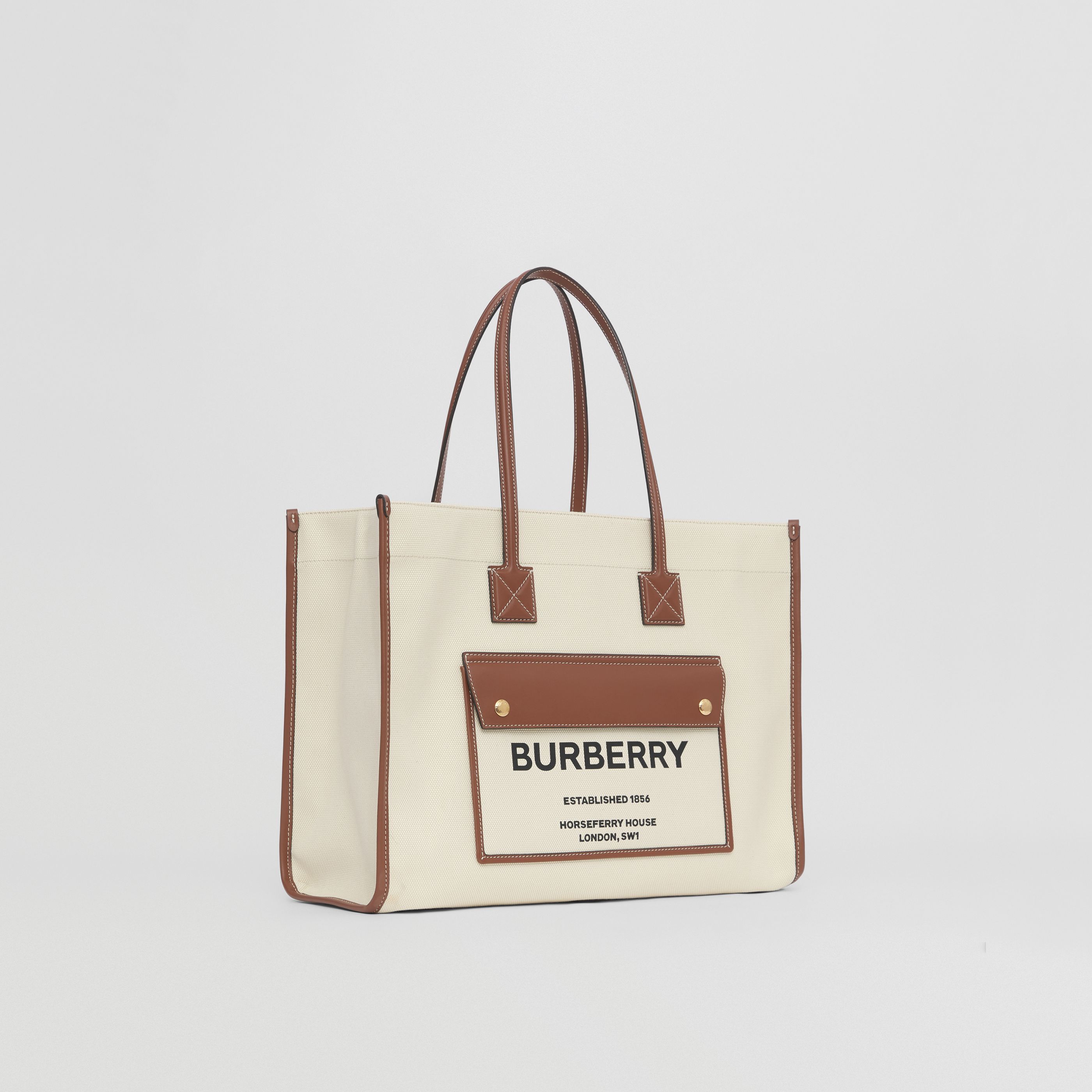 Burberry Medium Two-tone Freya Bag In White