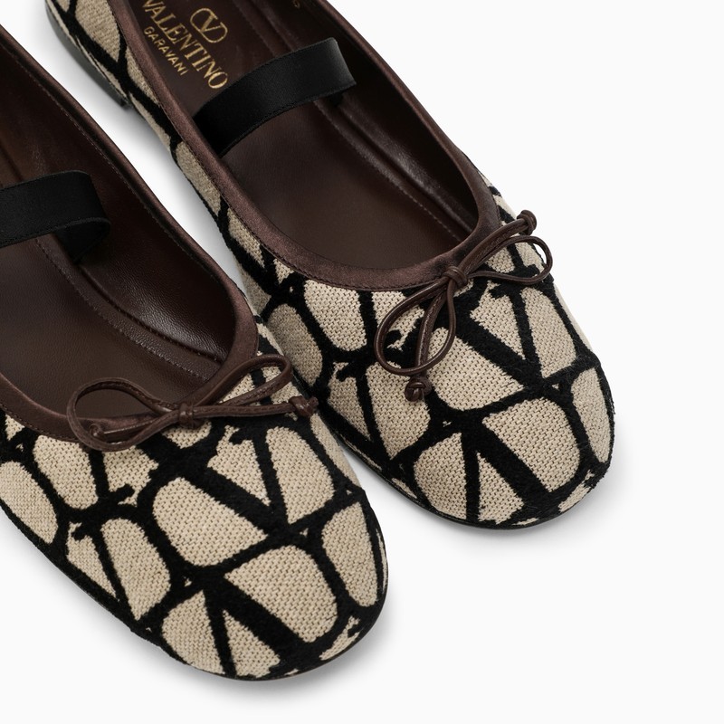 Valentino Ballerinas With Iconographic Motif And Bow Detailing In Black