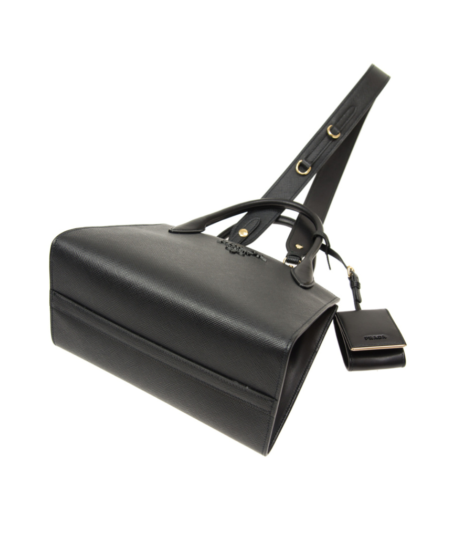 Prada Monochrome Small Saffiano Bag In Black