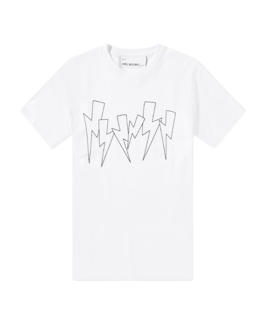 Neil Barrett Thunderbolt-print Crew-neck T-shirt In White