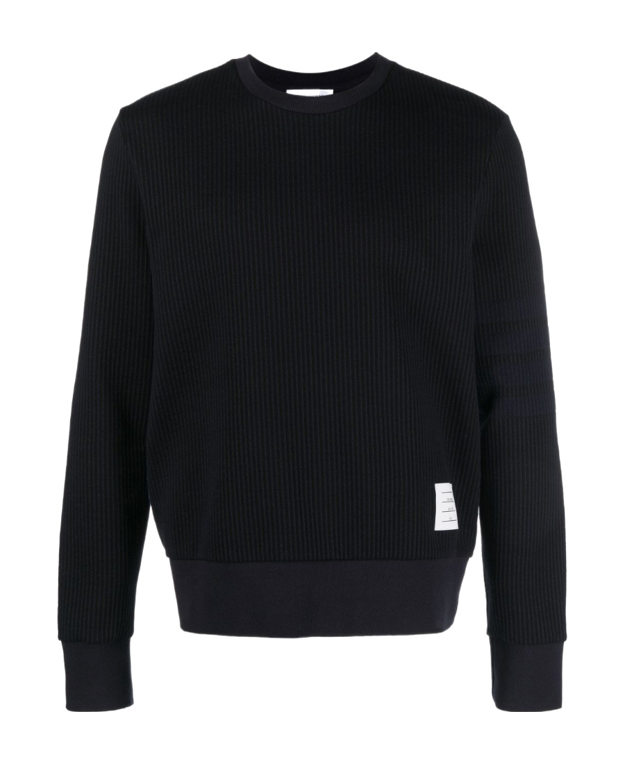 Shop Thom Browne 4-bar Seersucker Sweatshirt In Black