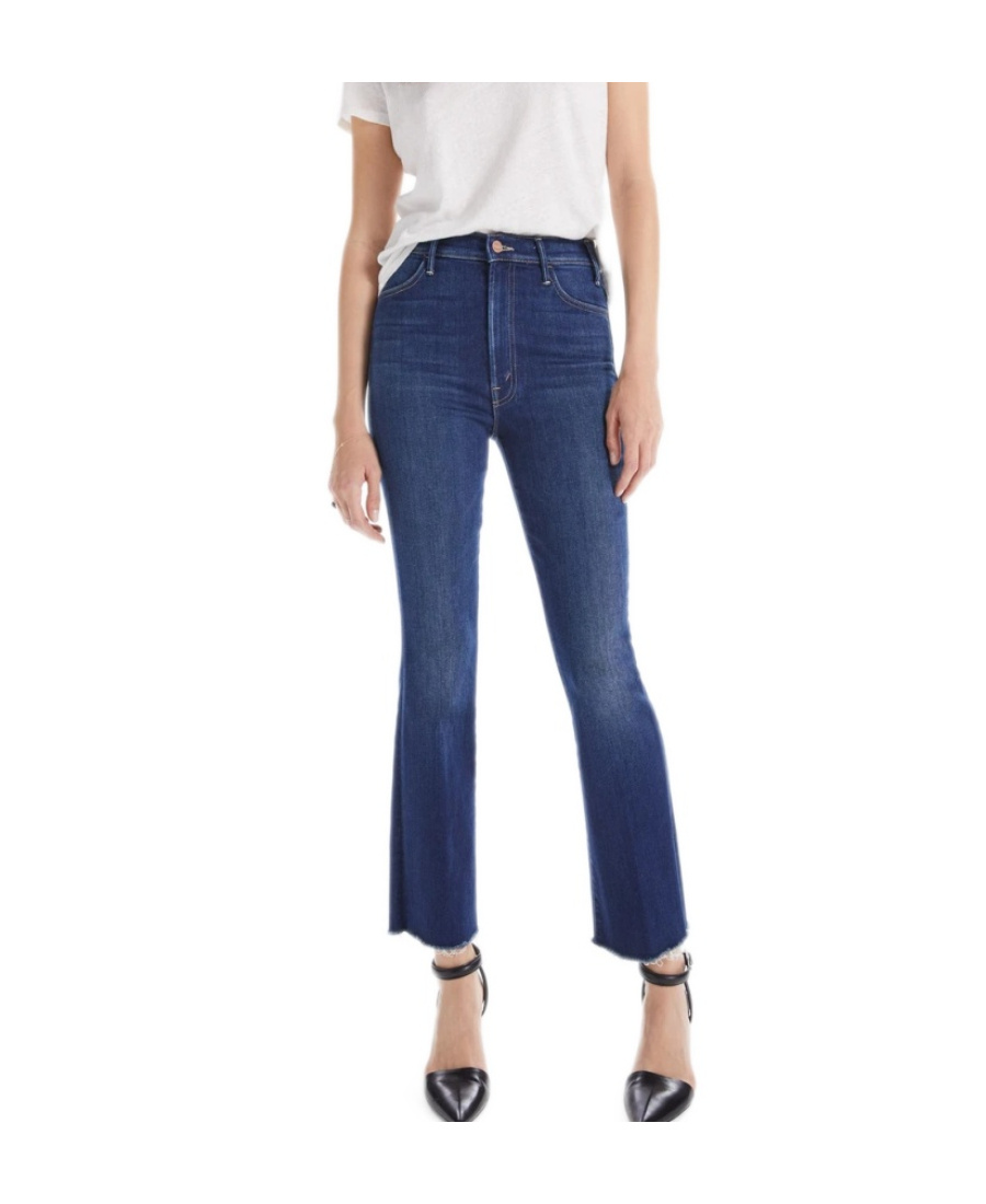 Mother The Hustler Raw-hem Jeans In Blue