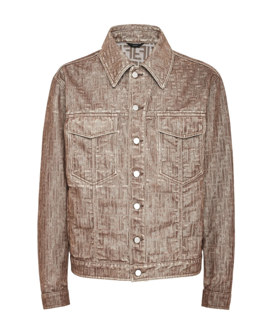 Fendi Single-breasted Denim Jacket In Nude