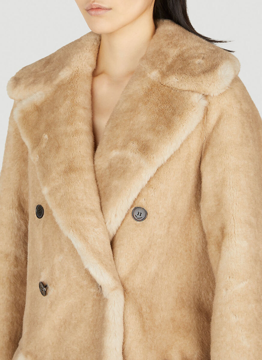 Saint Laurent Double-breasted Button-fastening Coat In Nude