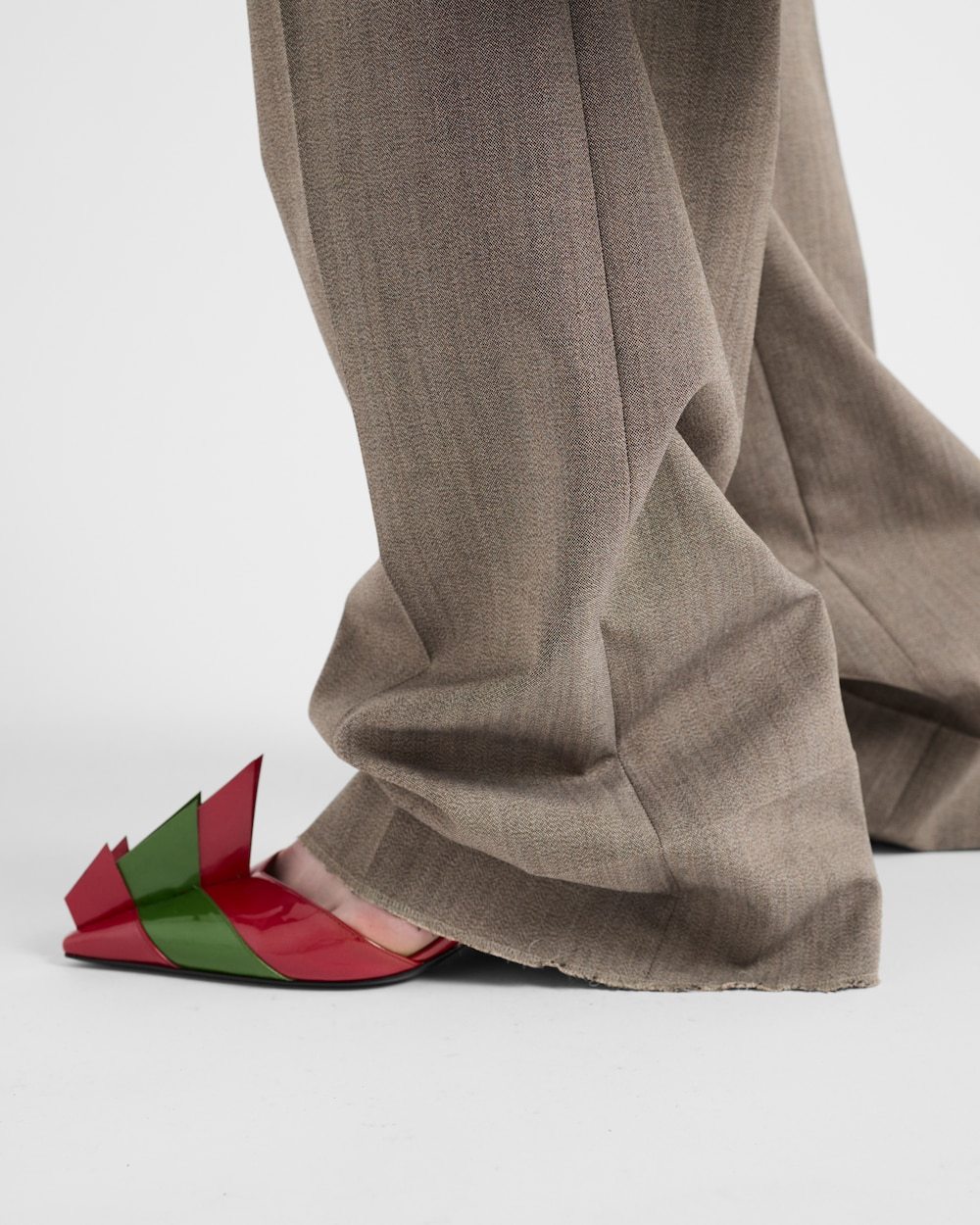 Prada Wool Pants With Printed Belt In Muddy Gray