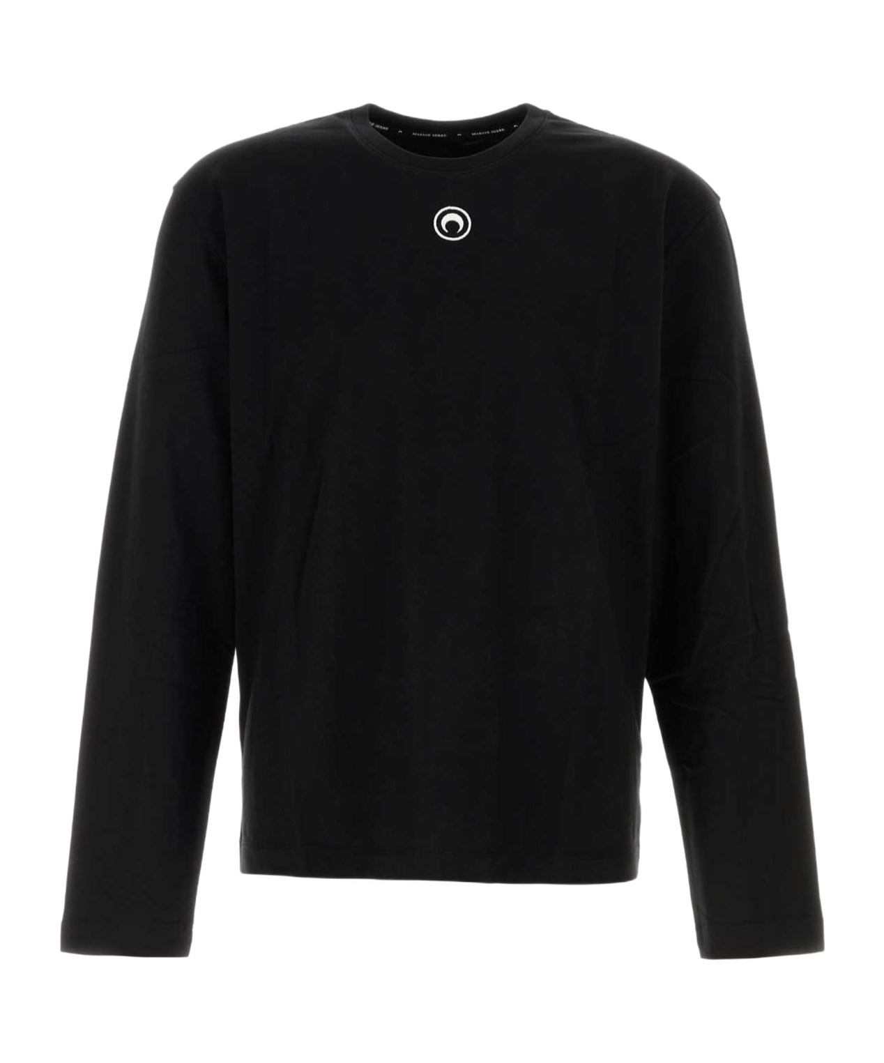 Marine Serre Long Sleeve Crew Neck Cotton T-shirt In Black