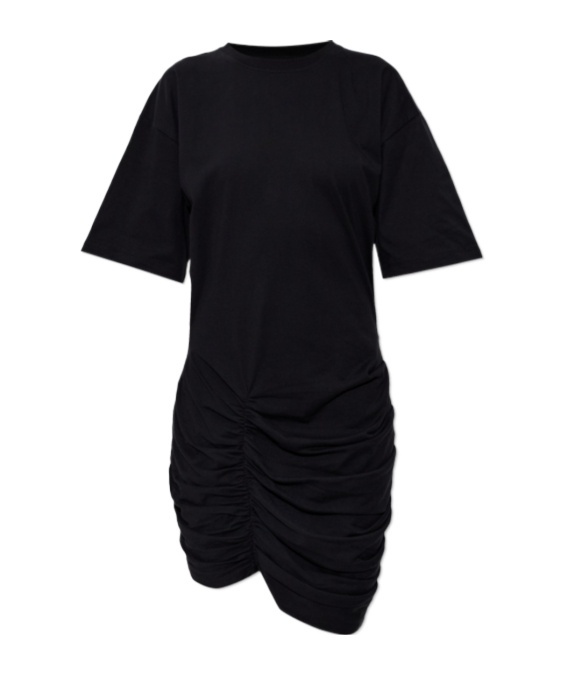 Balmain Pleated Dress In Black